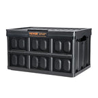 VEVOR 45L Collapsible Storage Bins with Lids 3 Packs, Stackable Utility Crates with Handles, Large Folding Containers for Organizing Tools, Snacks, Books, Food, Drinks, Camping & Transport - size: 45L-Black