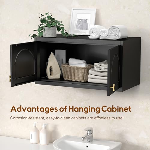 UNICOLY 15" Wall Mounted Storage Cabinet, Small Armoire Wardrobe Closet, Small Hanging Cabinet for Bedroom School, Employee, Gym, Armarios De Ropa para Dormitorio, Assembly Required, Black - color: Black, size: 15.74 Inch arched-J with 0 Drawers