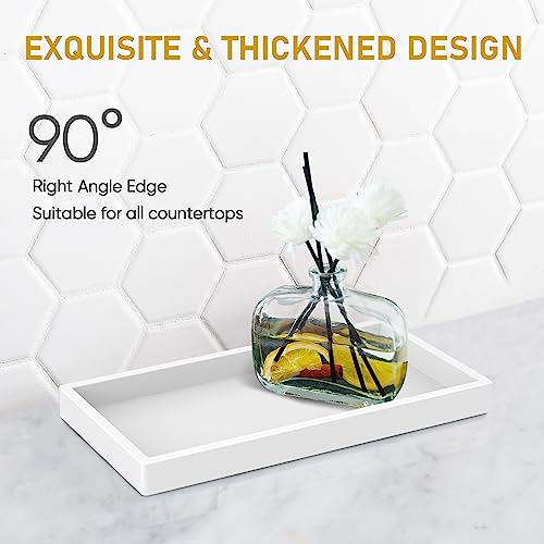 EG-SIPRO Silicone Bathroom Tray, Thickened Shatterproof Rectangle Vanity Tray for Counter, Soap Dispenser Tray - Small 7.8 * 3.9 in - White Marble Pattern - color: White, size: Small-7.8*3.9 in