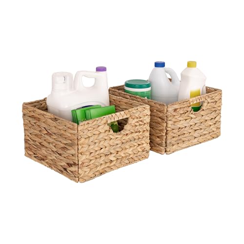 Seville Classics Premium Natural Handwoven Portable Laundry Bin Basket with Carrying Handles, Household Storage for Clothes, Linens, Sheets, Toys, Natural Water Hyacinth, Rectangular (2-Pack) - color: Natural Water Hyacinth, size: Rectangular (2-Pack)