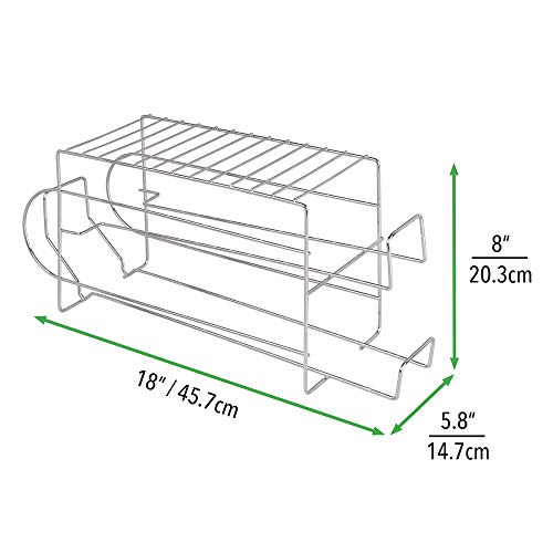 mDesign 2-Tier Metal Wire Standing Pop/Soda and Food Can Dispenser Storage Rack Organizer with Top Shelf for Kitchen Pantry, Countertop, Cabinet - Holds 12 Cans - Chrome - color: Chrome, size: Pack of 1
