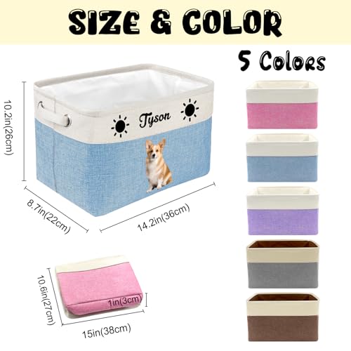 Customized Pet Toy Storage Basket - Personalized Dog & Cat Toy Organizer with Name, Foldable & Durable Fabric Bin for Pet Supplies, Organizer for Toys, Coats, Clothing, Blankets Brown - color: Brown