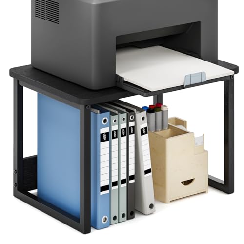 MARTY Printer Stand with Storage for Desk, Desktop Printer Stand Shelf Organzier for Home/Office Heavy Duty Printer Riser Under Desk Small Printer Table for Fax Machine Copier Scanner(Black) - color: Black, size: 2 Tier