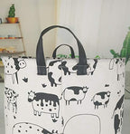 KUNRO Kids Laundry Hamper Clothes Gift Basket Storage Laundry Baskets Organizer Bin with Handles for Nursery Room (Cow) - color: Cow zoo