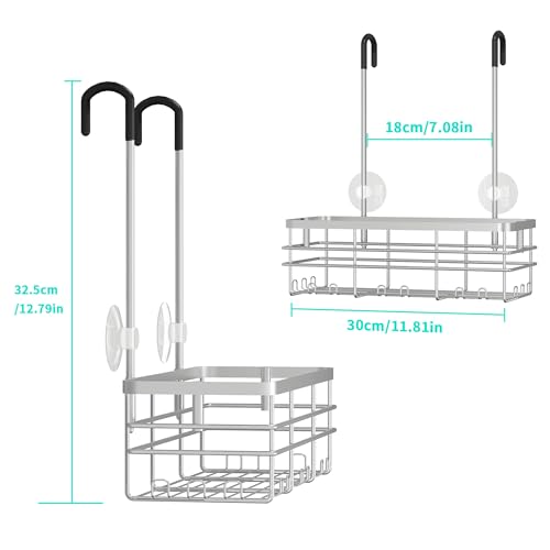 HapiRm Hanging Shower Caddy Organizer - No Drilling Shower Organizer with Hooks, Rustproof & Waterproof 304 Stainless Steel Bathroom Shelves - Silver (1 Basket) - color: Silver- 1 Basket