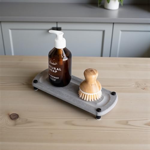 Premium Sink Caddy - Solid Grey Water-Aborbing Diatamaceous Earth Tray for Sink, Elevated Stainless Steel Legs, Non-Toxic, Fast-Drying, Kitchen or Bathroom (Lake Stone) - color: Lake Stone