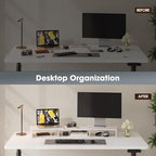 FITUEYES Dual Monitor Stand – 3 Shelf Computer Monitor Riser, Wood Desktop Stand with Adjustable Length and Angle, Desk Accessories, Office Supplies Medium White, DT108008WW - color: White