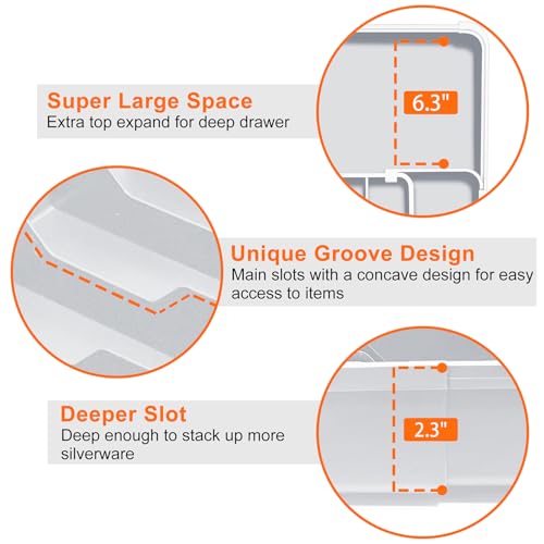 Spaclear Expandable Silverware Drawer Organizer - 7 Compartments BPA-Free Kitchen Utensil Tray, Adjustable 12.6”×9.5" to 19"×15.2", Cutlery Drawer Organizer, Gray - color: Grey, size: M(9.5-15.2"W x 12.6-19"D)