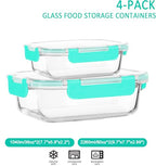 [80 oz & 36 oz]Extra Large Glass Food Storage/Baking Containers Set with Lids, 2 Pack 80 oz(10 cup)&2 Pack 36 oz (4.5 cup)Airtight Glass Container,Microwave,Oven,Freezer and Dishwasher, Green - color: Clear