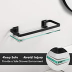 KES Bathroom Wall Shelf Aluminum Extra Thick Tempered Glass Rectangular 1 Tier Basket Wall Mounted Black, A4126A-BK - color: Black (1 Pack)