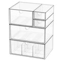 Desk Organizer Set, Clear Stackable Dustproof Storage Boxes for Desktop, Office, DIY Craft & Vertical Space Saving, Perfect for Makeup, Stationery, Jewelry Organization (5 Drawer) - size: 5 drawer clear