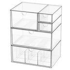 Desk Organizer Set, Clear Stackable Dustproof Storage Boxes for Desktop, Office, DIY Craft & Vertical Space Saving, Perfect for Makeup, Stationery, Jewelry Organization (5 Drawer) - size: 5 drawer clear