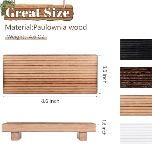 Bathroom Tray Farmhouse Decor Pedestal Stand Wood Riser Display Kitchen Accessories Soap Holder for Sink, Counter, Vanity, 8.7 * 3.6 Brown - color: Brown, size: 8.7" x 3.6" x 1.6"