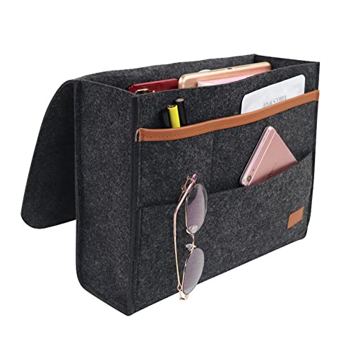 1x Felt Bedside Storage Organizer Anti-Slip Bedside Bag Bed Sofa Side Pouch Hanging Couch Storage Bed Holder Organizer Pockets (Color : A) - color: A