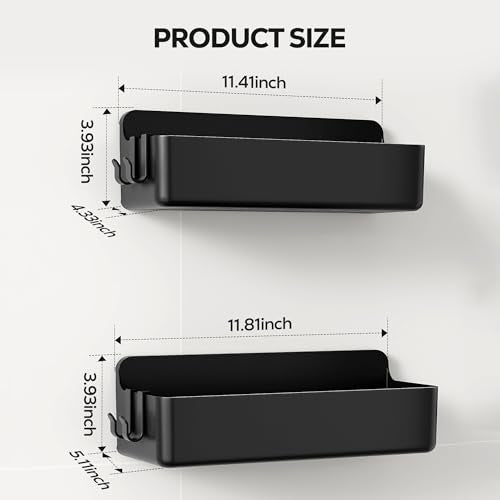 Nieifi Adhesive Wall Shelf, Shower Shelves, Shower Organizer for Bathroom Organization (Black, 2 pieces) - color: Black, size: 2 pieces