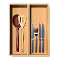 guiogc Bamboo Drawer Silverware Organizer, Silverware Tray, Flatware Organizer, Bamboo Storage Box Suitable for Office, Bathroom and other objects storage (14.2"x5"x2"-Set of 2) - size: 14.2" x 5" x 2"