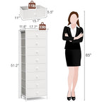 Crestlive Products Tall Dresser, 8-Drawer Fabirc Storage Tower, Chests of Drawers - Vertical Organizer Unit for Bedroom, Hallway, Entryway, Nursery, Closets - Steel Frame, Wood Top & Handles (White) - color: White, style: Narrow-8 Drawers