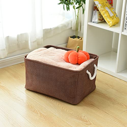 TheWarmHome Organization and Storage Basket for Organizing - 17x14x10 inch 3 Pack Fabric Storage Cubes, Collapsible Storage Bins for Shelves Closet Organizer Toy Gift Cloth (Brown) - color: Brown, size: 3PCS/X Large -17.7Lx13.8Wx9.8H