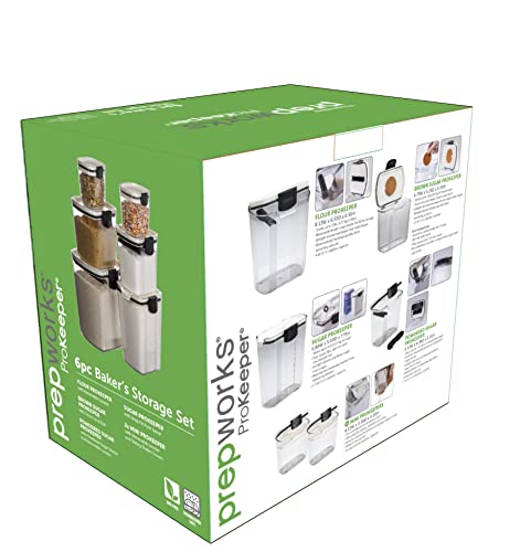 Progressive ProKeeper Baker's Airtight Kitchen Storage Canister Container Set for Flour, Sugar & More, Keeps Ingredients Fresh, with Accessories (Black, 6- Piece) - color: Black, size: 6- Piece