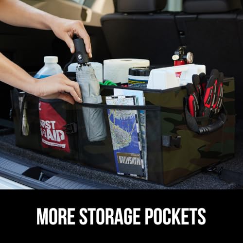 GORILLA GRIP Trunk Organizer for SUV and Cars, Large Capacity Collapsible Car Trunk Storage Organizer, Heavy Duty Car Accessories, Gifts for Mom and Dad, Slip & Water Resistant Multi Compartment, Camo - color: Camo