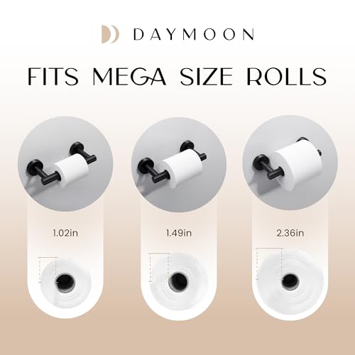 Day Moon™ - Toilet Paper Holder - Modern Roll Holder for Bathroom - 2 Pack - Wall Mount, Black - color: Matte Black, size: Classic 2 Pack