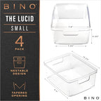 BINO Plastic Storage Containers, Small - 4 Pack THE LUCID COLLECTION, Multi-Use Organizer Bins Built-In Handles BPA-Free Clear, Fridge, Pantry & Home Organization - size: 4PK - SMALL