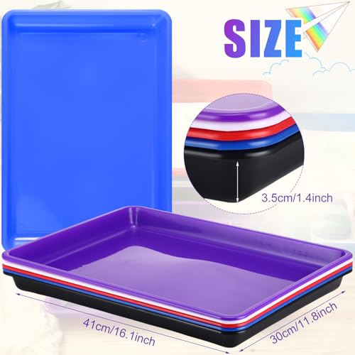 Maitys 15 Pcs Flat Plastic Trays 16.1 x 11.8'' Sensory Storage Tray Paper Stackable Classroom Bins for Office Home Organizer Arts and Crafts Supplies(Mixed Color) - color: Mixed Color