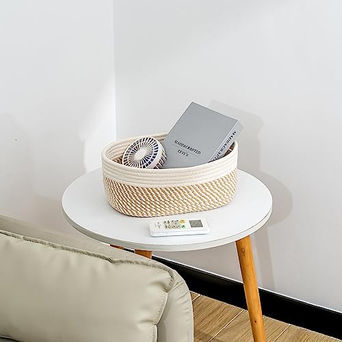 CubesLand Small Storage Baskets for Shelves, Closet Organization Bins Empty Gift Basket 2 Packs Baby Nursery Woven Organizing, Rectangular Clothes Shelves Off White/Mixed Camel - color: Off White/Mixed Camel, size: 2pcs-Small Basket