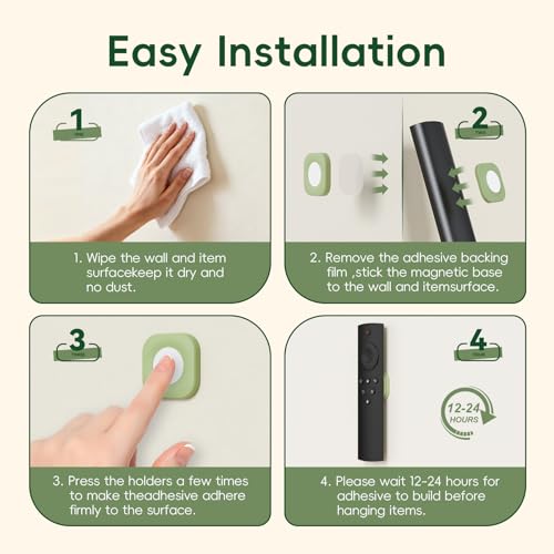 Magnetic Remote Control Holder Wall Mount Self-Adhesive, 6 Pack Upgraded Silicone Remote Organizer Storage Wall Holder for Home Office TV, Fan and Air Conditioner Remote Control 6 Green - color: 6 Green, size: Square