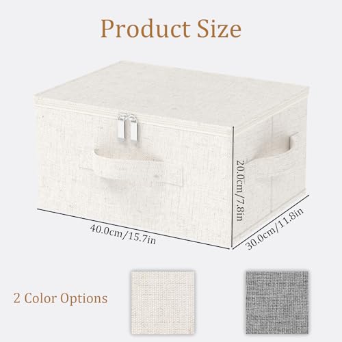 Underbed Storage Cube, Closet Organizer with Lid, Foldable Home Container Bags for Organizing Clothes, Shoes, Blankets, Pillows, 15.7x11.8x7.8Inches, Beige, 2 Pack - color: Beige, size: 15.7x11.8x7.8 in(2 Pack)