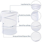 Seiritex Mesh Popup Laundry Hamper 115L Collapsible Laundry Basket Extra Large Capacity Foldable Clothing Storage Basket with Handles No Lid 26 H x 18 W x 18 L (White) - color: White-1