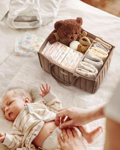 Blissful Diary Baby Diaper Caddy Organizer, Stylish Storage Basket for Newborn Essentials and Diaper Station, Gift for Baby Shower and Registry Must-Have, Mocha Brown - color: Mocha Brown