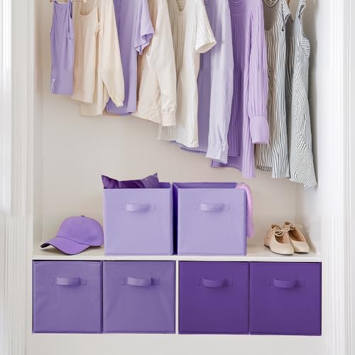 Cupic Cupid 13 Inch Storage Cube, Fabric Cube Storage Bin with Handles, Storage Cube Organizer for Clothes and Toys, Collapsible Cube Bins for Closet, Shelves, Nursery, 6-Pack, Purple Gradient - color: Purple Gradient, size: 13 Inch