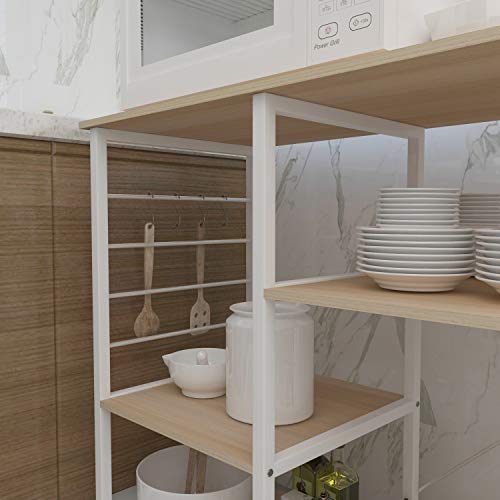 soges Kitchen Standing Baker's Rack, Utility Microwave Oven Stand, Multi-Layers Kitchen Storage Cart Workstation Shelf, Coffee Cart, White Oak - color: White Oak
