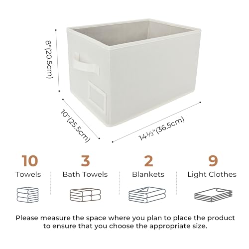 GRANNY SAYS Closet Organizer Bins with Label Holder, Fabric Storage Baskets, Foldable Storage Bins for Living Room, Decorative Storage Containers Organizing, Pearl White, Medium, 3-Pack - color: Pearl White, size: Medium