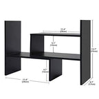 Hossejoy Desk Shelf, Adjustable Desktop Storage Organizer, Wood Display Shelf Rack, Office Supplies Desk Organizer, Black - color: Black