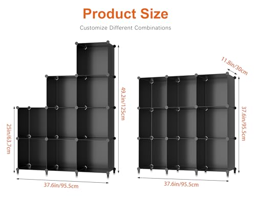 HOMIDEC Closet Organizers and Storage, 9 Cube Storage Organizer, Portable Closet Organizer Cubes Shelves for Clothes, Bedroom, Kids Room, Bathroom, Wardrobe, Garment Racks, Black - color: Black, size: Large