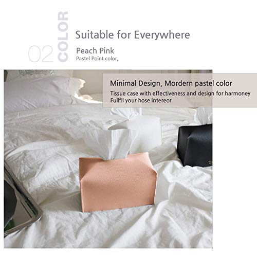 Carrotez Tissue Box Cover, [Refined] Modern PU Leather Rectangular Tissue Box Holder - Decorative Holder/Organizer for Bathroom Vanity Countertop, Night Stands, Office Desk 9.5"X5"X5" - Peach Pink - color: Peach Pink, size: [Rectangular]