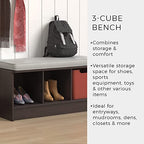 ClosetMaid 1632 Cubeicals 3-Cube Storage Bench, Espresso with Gray Cushion - color: Espresso With Gray Cushion