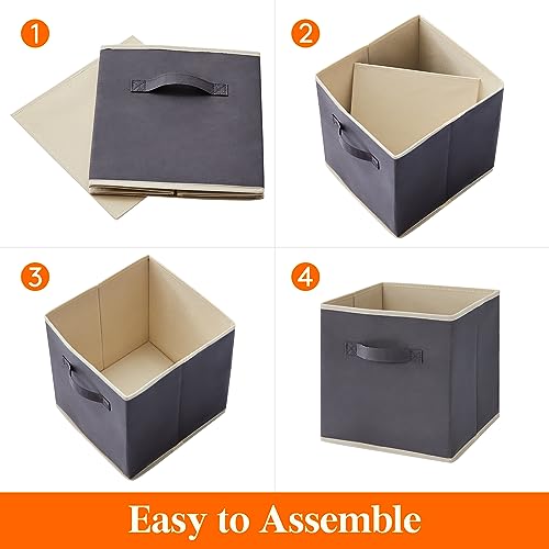 Lifewit Storage Cubes, Foldable Decorative Fabric Storage Baskets for Organizing Home Organizers with Handles for Shelves, Closet, 13 Inch Bins, 36L Gray, 10 Packs - color: Gray, size: 10pcs-13INCH