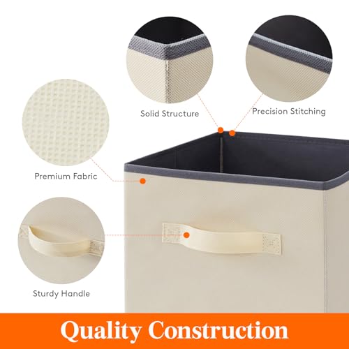 Lifewit Storage Cubes, Foldable Decorative Fabric Storage Baskets for Organizing Home Organizers with Handles for Shelves, Closet, 11 Inch Bins, 18L Beige, 12 Packs - color: Beige, size: 12pcs-11INCH
