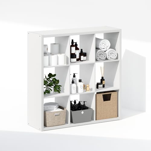 Furinno Cubic Closet Organizers and Storage, 9-Cube Closet Organizer, Open Shelf Closet Storage, Extra Thick Frame for Wardrobe, Bedroom, Living Room, White - color: White, size: 9-Cube