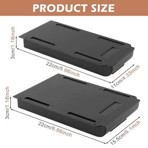 2pcs Under Desk Drawer, Table Hidde-n Slide Out Pencil Holder Self-Adhesive Desk Drawer Storage Tray Attachable for Stationery Home Office School (COLOR:black)