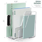 SANRUI Clear Vertical Magazine File Holder, Acrylic Desk Organizer and Storage Bins Holding for Magazines Binders, Notebooks, Envelopes A4 Folder Binder Holders Sorter, 3 Compartments - style: A4 3-Sections File Holder