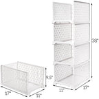 AVLA 4 Pack 38" Stackable Plastic Storage Basket, Plastic Foldable Closet Organizer Storage Bins, Wardrobe Storage Box Clothes Drawer Shelf Container for Cupboard Bedroom Dorm Bathroom Kitchen Office