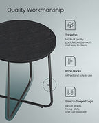 VASAGLE LILEA Collection - Small Round Side End Table, Modern Nightstand with Fabric Basket, Ebony Black and Turquoise Blue ULET223B56 - color: Ebony Black + Turquoise Blue, size: Round + 1 pack