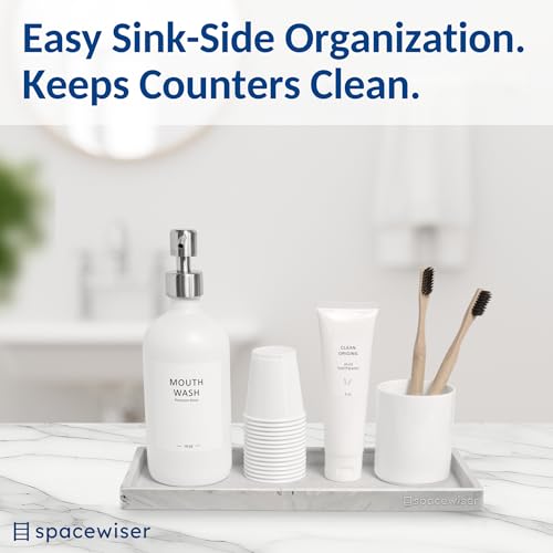 Spacewiser Countertop and Vanity Tray - 2 PC Large 11.7" Silicone Bathroom Trays, Counter Organizer, Dish Soap Sponge Holder Kitchen Sink Tray Organizer, Sink Caddy Toothbrush Key Kitchen Soap Trays - color: Marble Design, size: 2 PC Large - 11.7”