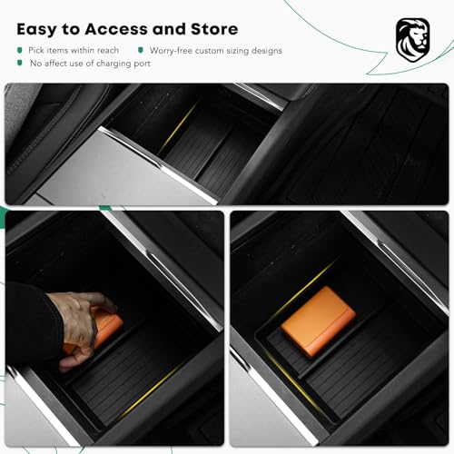 YHTAUTO Center Console Lower Tray Fit 2024 2025 2026 Tesla Model 3 Highland, Center Control Console Lower Bottom Storage Box with Non-Slip Armrest Interior Accessories 1PC - style: 1PC Center Console Lower Tray