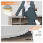 HOOBRO Shoe Storage Bench with Cushion, 39.4" L Entryway Bench with 12 Cubbies, Entryway Hall Tree with Storage, Shoe Cabinet with Coat Rack for Bedroom, Hallway, Holds up to 330 lb, Gray GY112HX01 - color: Grey