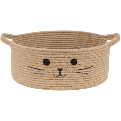Cat Toy Basket, 13.8" x 6" Wicker Basket for Shelves Living Room, Medium Baby Gift Baskets for Nursery, Pet Dog Toy Box, Jute - color: Jute, size: 13.8"W x 6"H